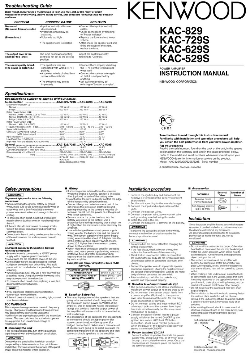 Kenwood KAC-629S instruction manual