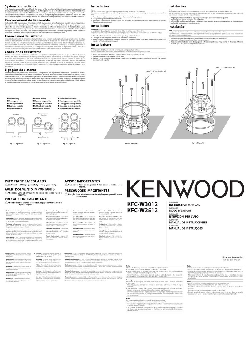 Kenwood W3012 - KFC Car Subwoofer Driver User manual