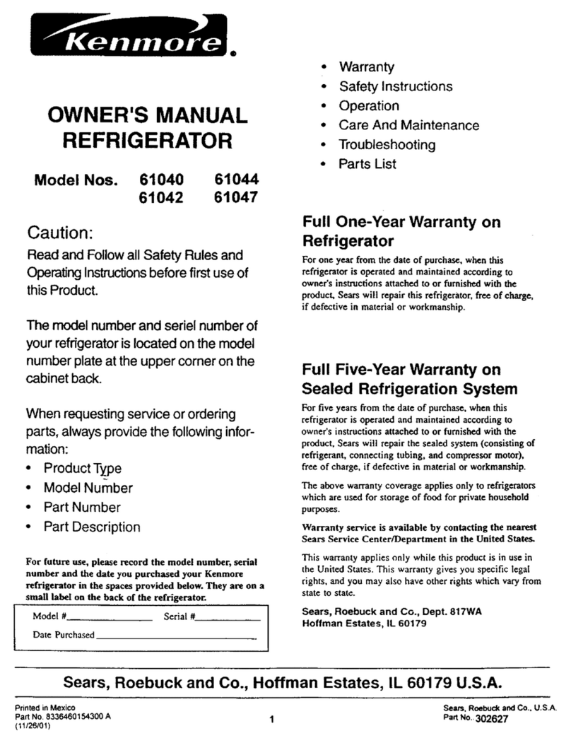 Kenmore 61040 owner's manual