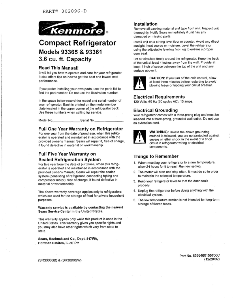 Kenmore 93361 user manual