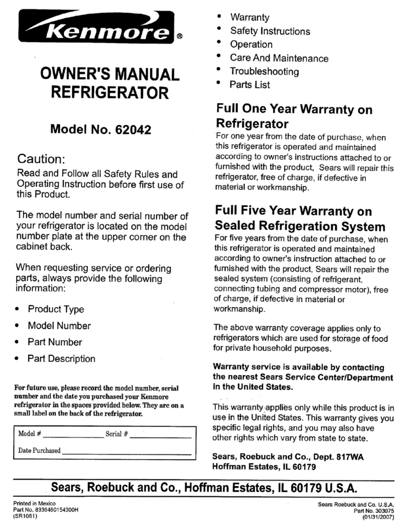 Kenmore 62042 User manual