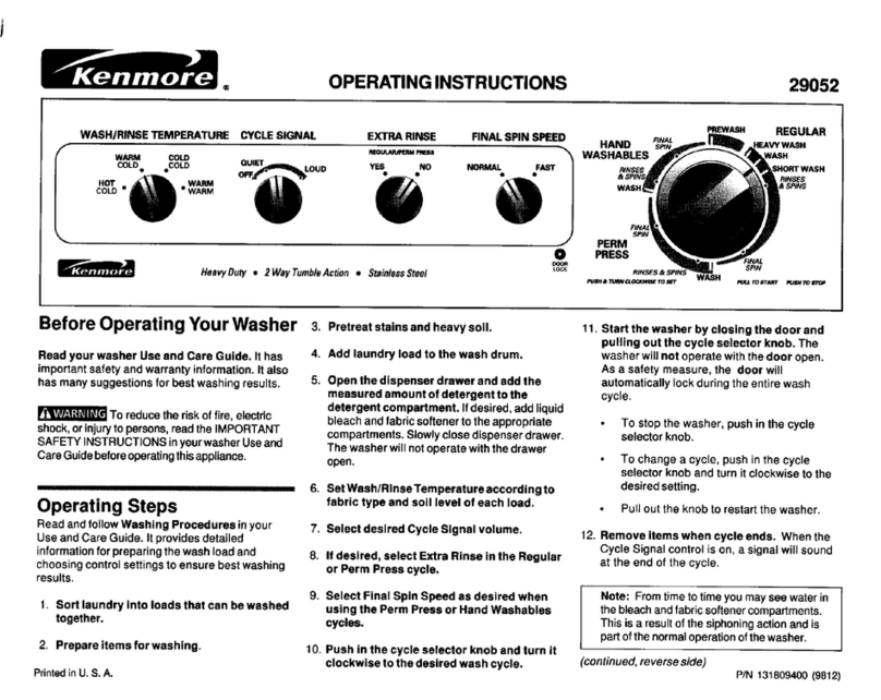 Kenmore 29052 User manual