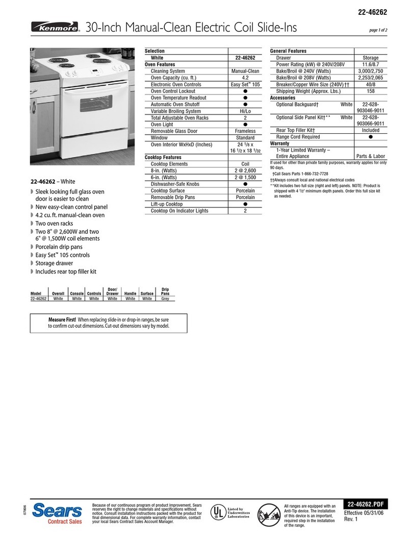 Kenmore 22-46262 User manual