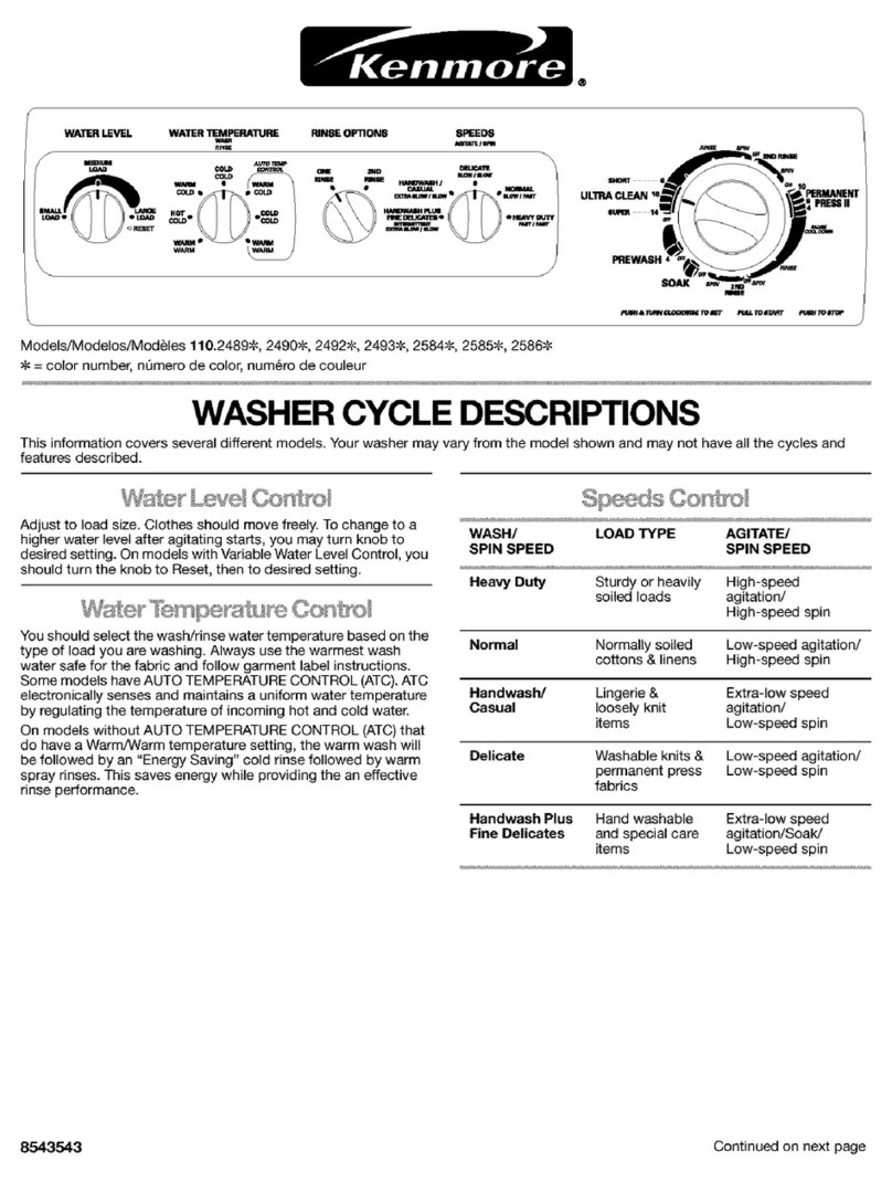 Kenmore 11025844400 User manual