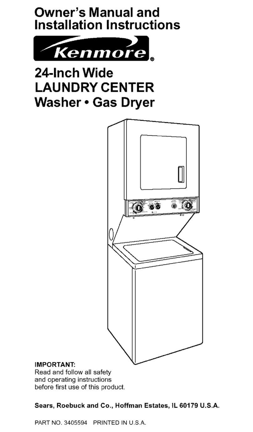 Kenmore LAUNDRY CENTER 3405594 Operating instructions
