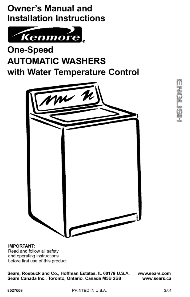 Kenmore Washer Operating instructions