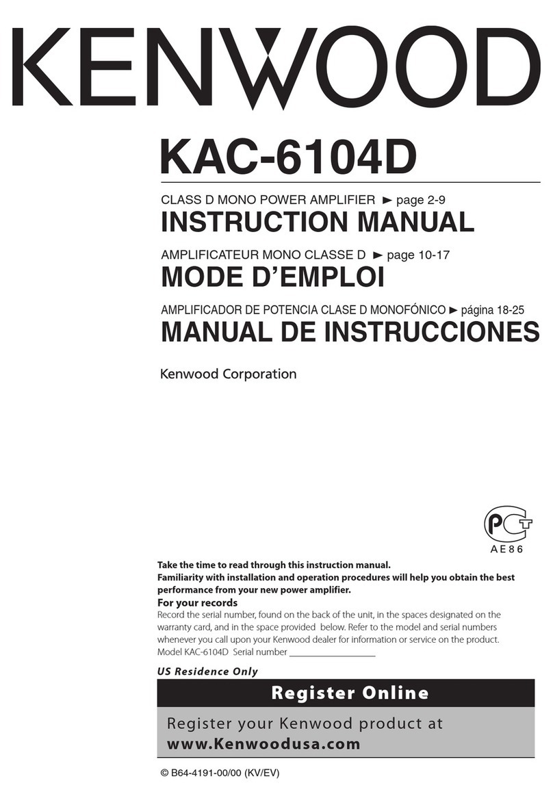 Kenwood KAC-6104D - 600 Watt Max Power Class D Mono... User manual