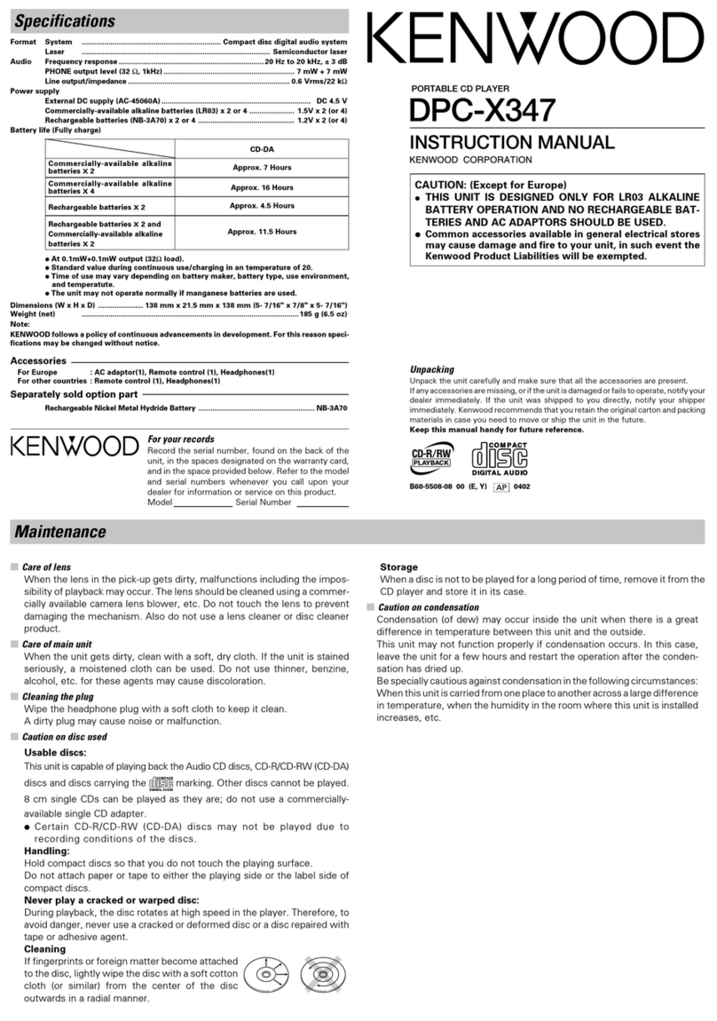 Kenwood DPC-X347 User manual Kenwood DPC-X347 User manual