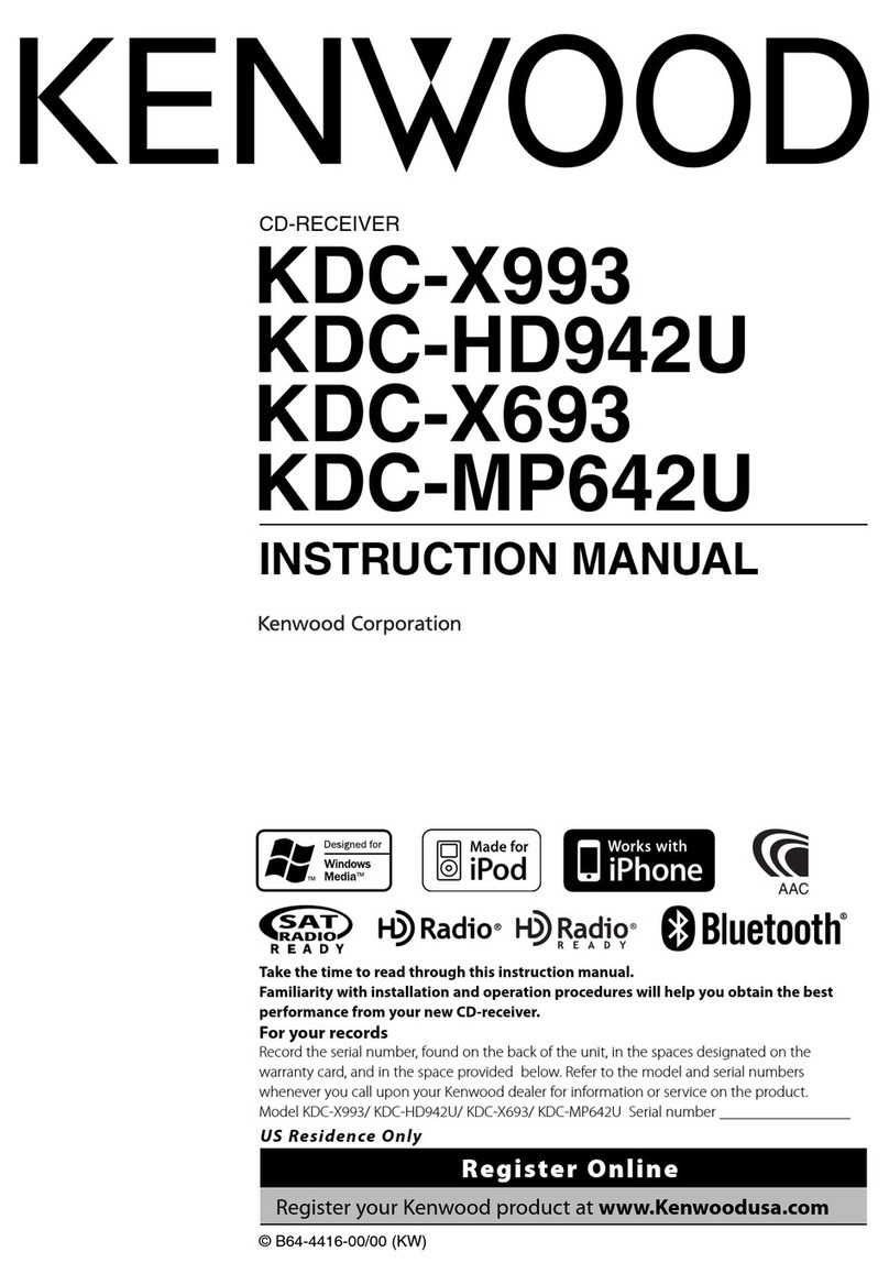 Kenwood KDC-X993 - eXcelon Radio / CD instruction manual