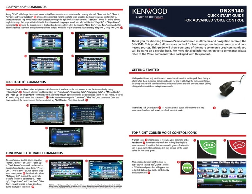 Kenwood DNX 9140 - Excelon - Navigation System User manual