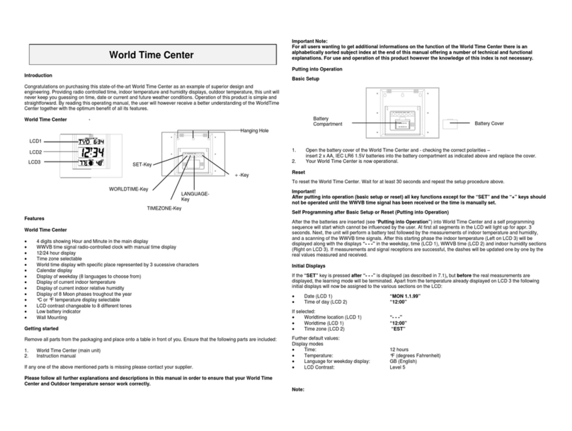 La Crosse Technology World Time Center WS-7092U User manual