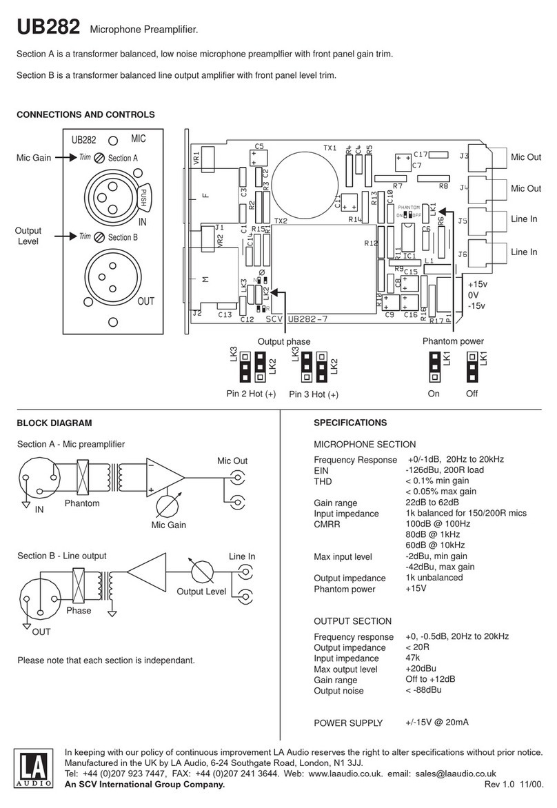 LA Audio Microphone Preamplifier UB282 Specifications