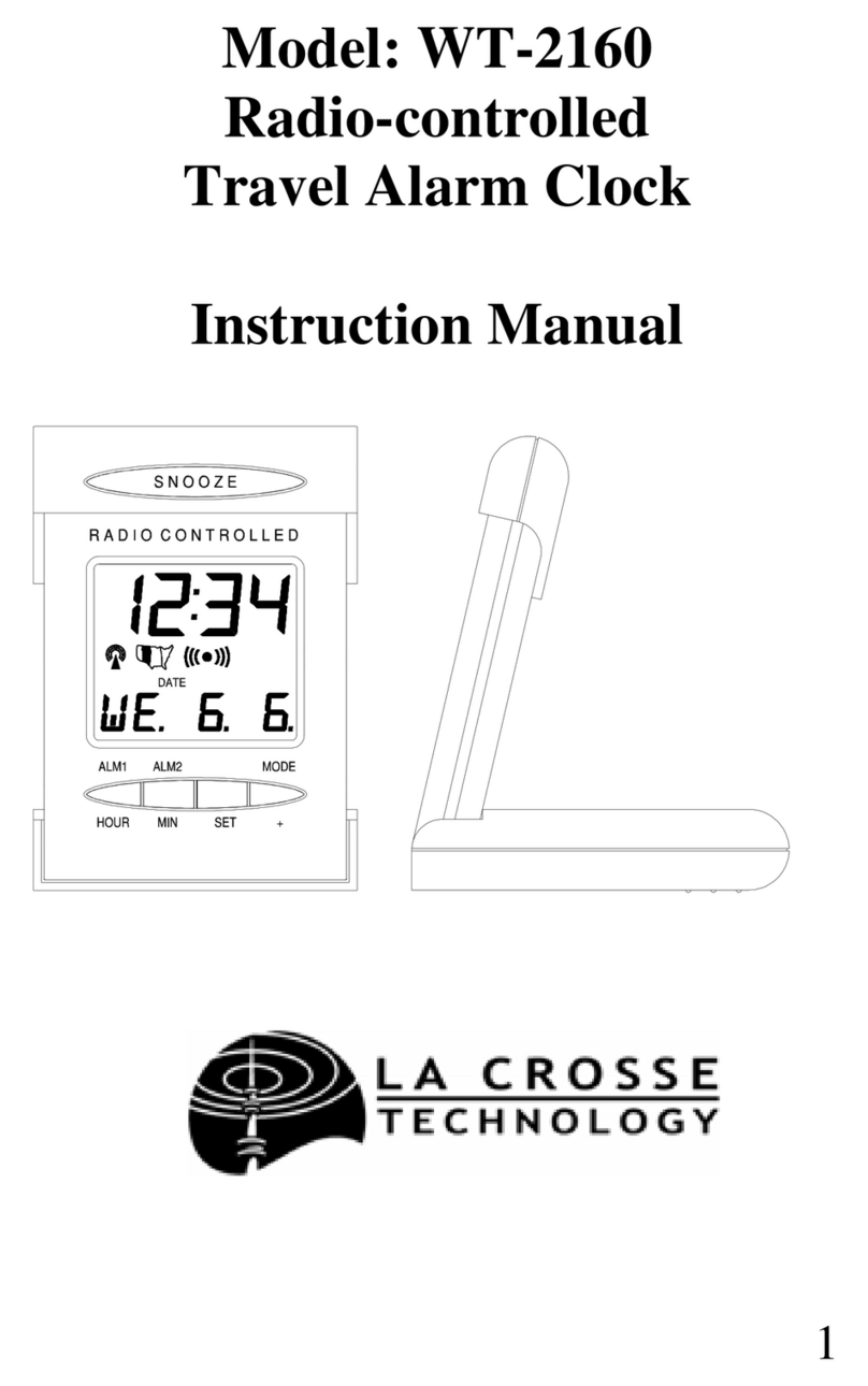 La Crosse Technology Radio-Controlled Travel Alarm Clock WT-2160 User manual