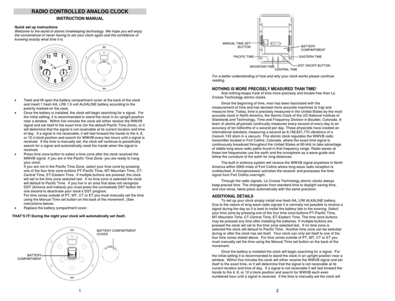 La Crosse Technology Radio Controlled Analog Clock WT-3181bz User manual