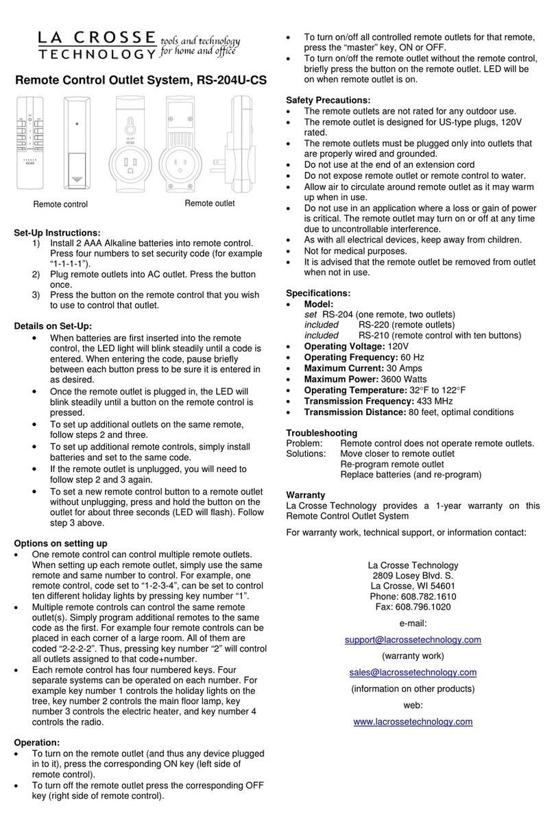 La Crosse Technology RS-204U-CS instruction manual