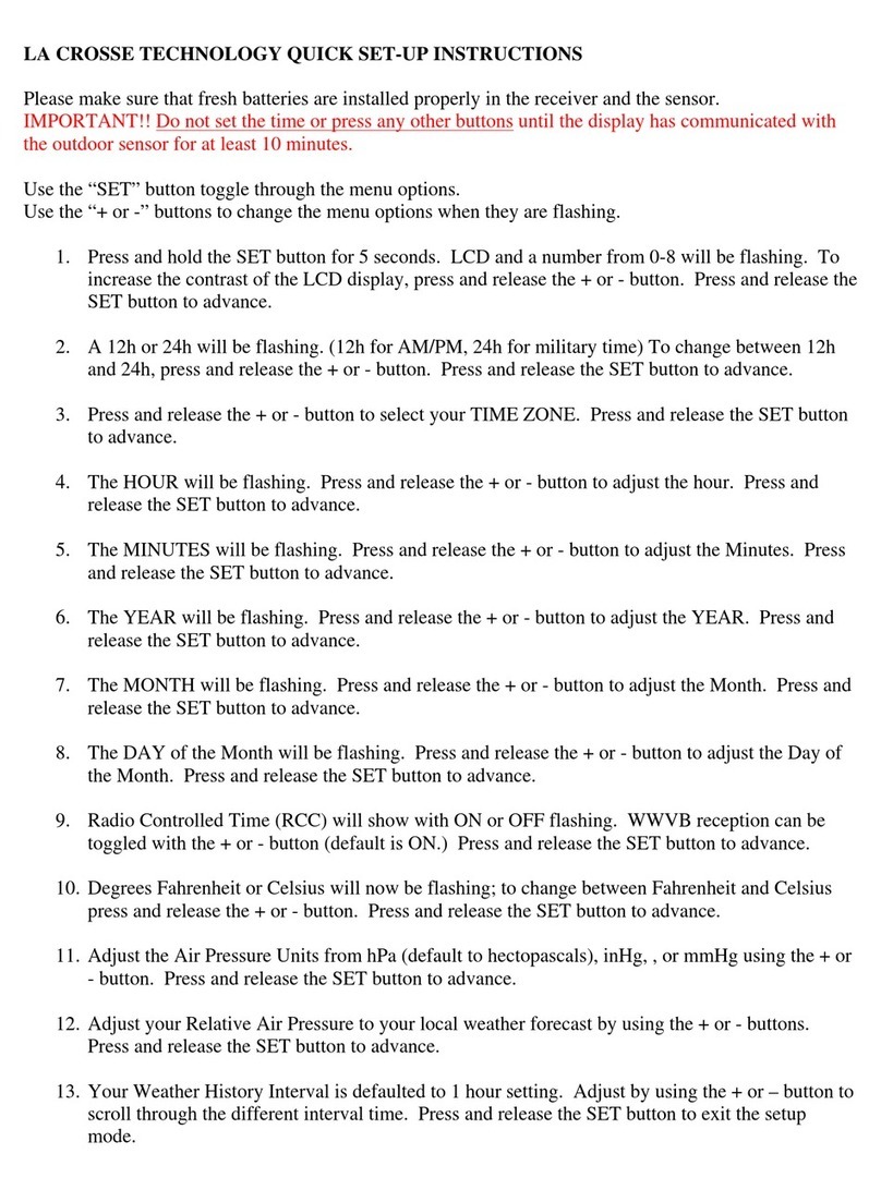 La Crosse Technology Weather History Interval Quick setup instructions