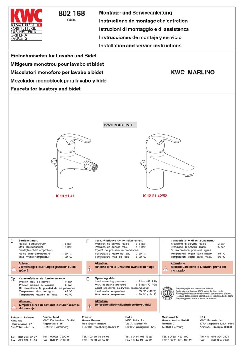 KWC MARLINO 168 Installation and service instructions