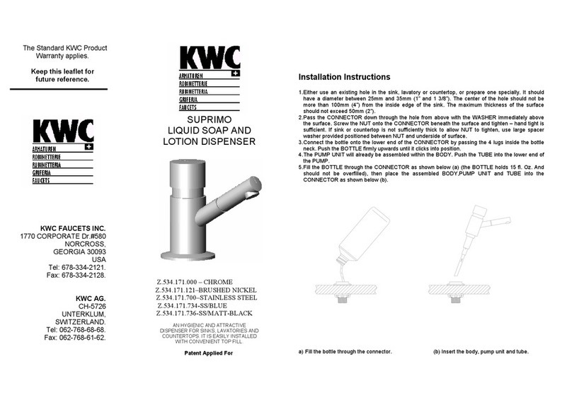 KWC SUPRIMO Z.534.171.000 user manual KWC SUPRIMO Z.534.171.000 user manual