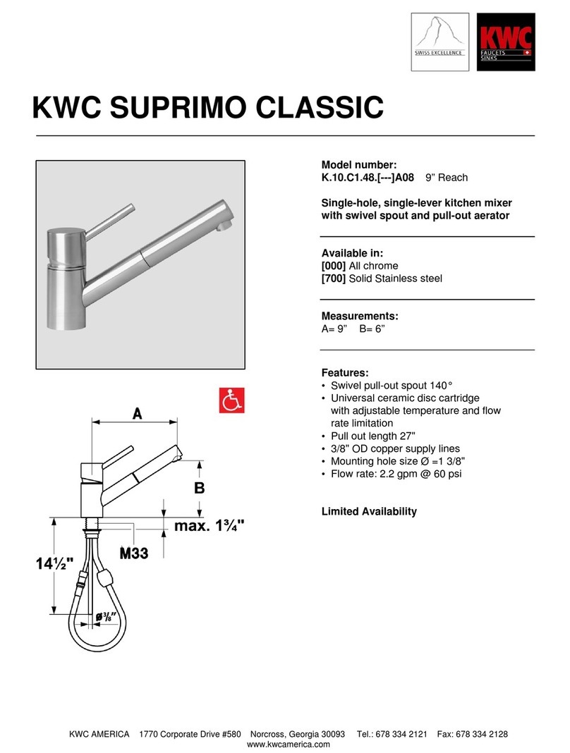 KWC Suprimo Classic K.10.C1.48 Specification sheet