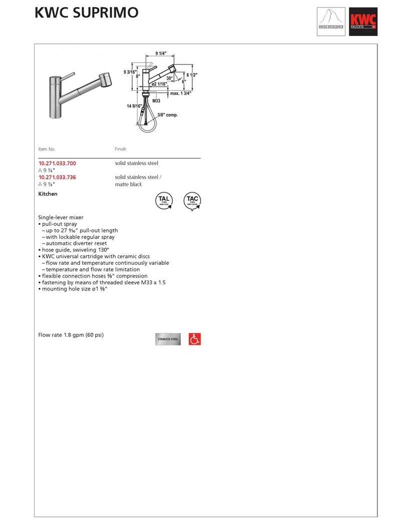 KWC SUPRIMO 10.271.033.700 Specification sheet KWC SUPRIMO 10.271.033.700 Specification sheet