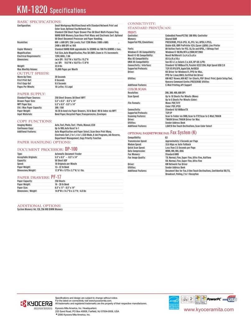 Kyocera KM-1820 User manual Kyocera KM-1820 User manual