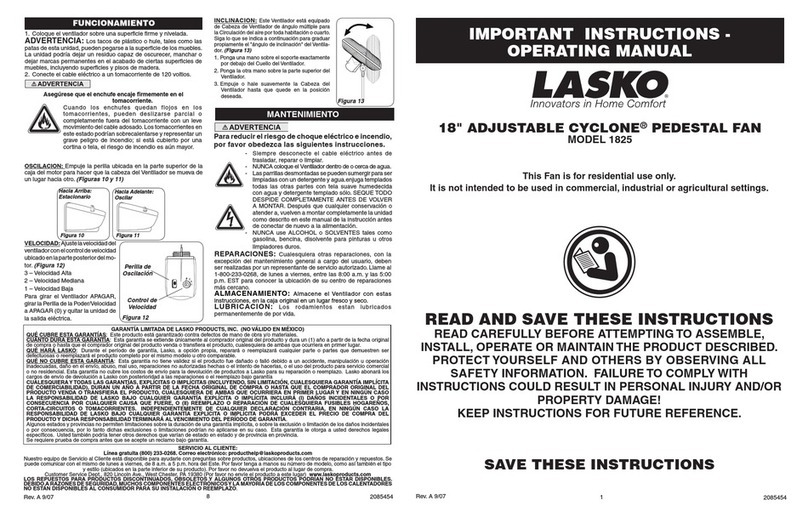 Lasko CYCLONE 1825 User manual