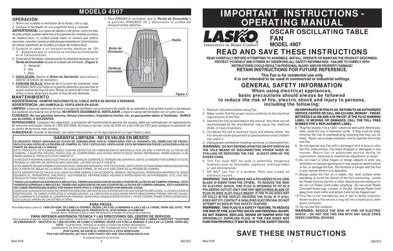 Lasko 4907ES operating manual