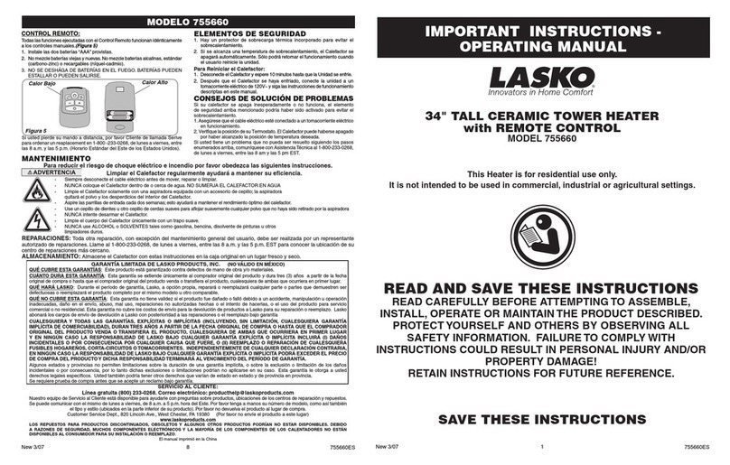 Lasko 755660 operating manual