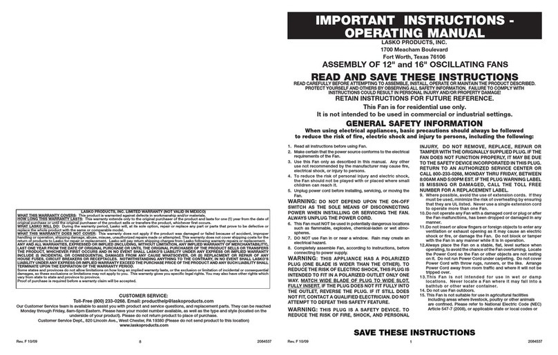 Lasko 2084537 User manual