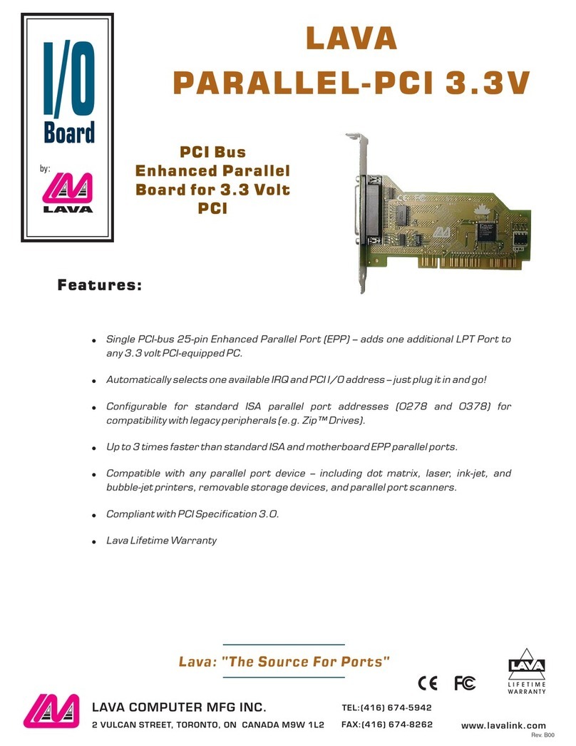 Lava PCI Bus Enhanced Parallel Board User manual