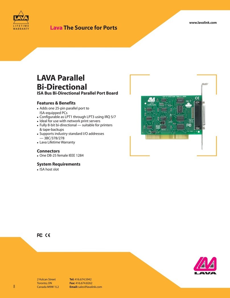 Lava ISA Bus Bi-Directional Parallel Port Board datasheet