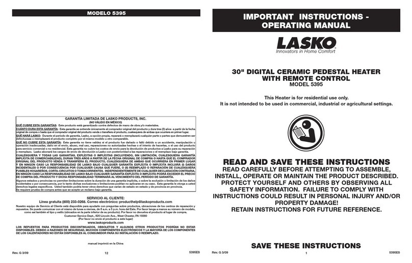 Lasko 5395 operating manual