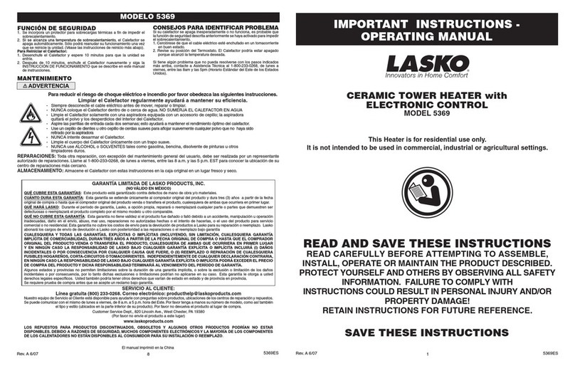 Lasko 5369 operating manual