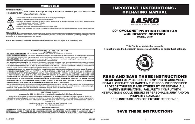 Lasko 3540 User manual