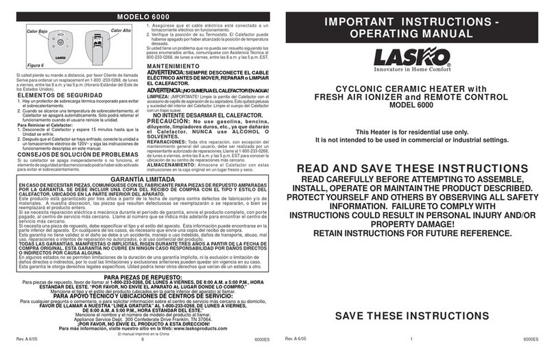 Lasko 6000 Operation manual