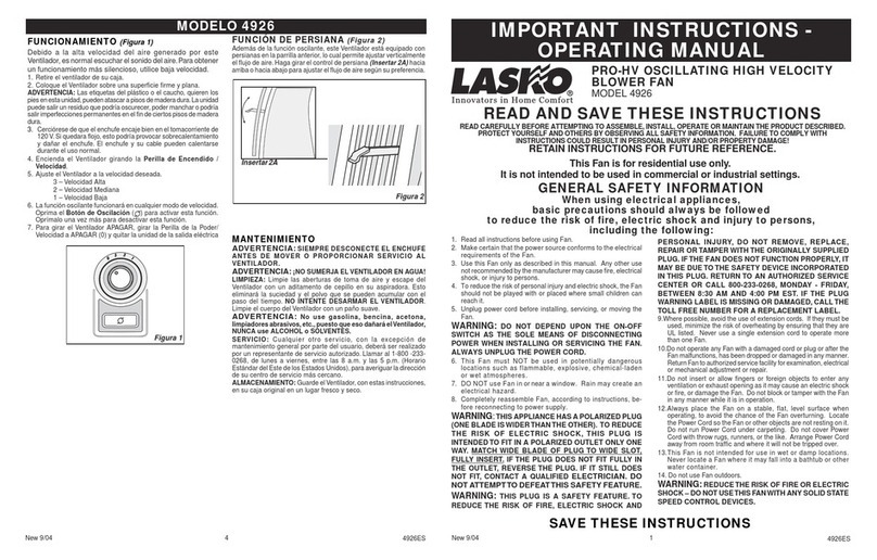 Lasko 4926 operating manual