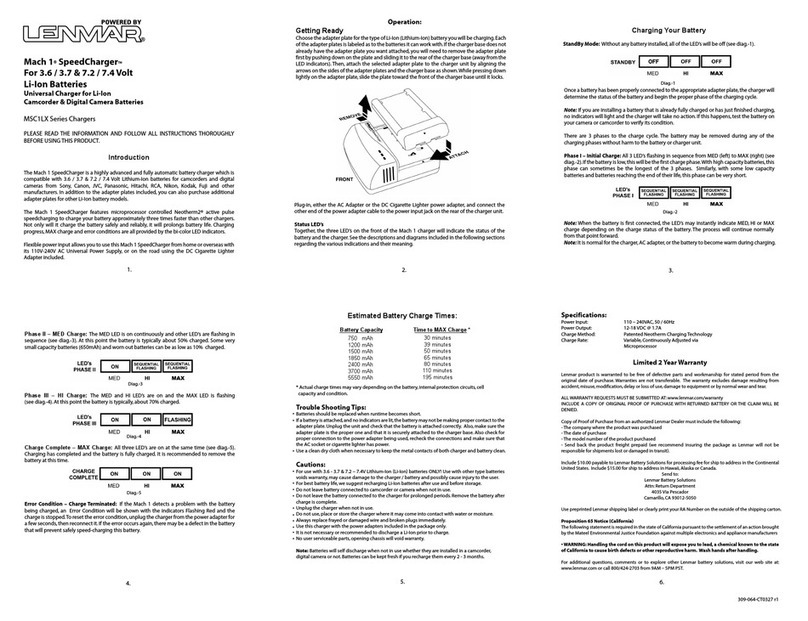 Lenmar Mach 1 MSC1LX product manual