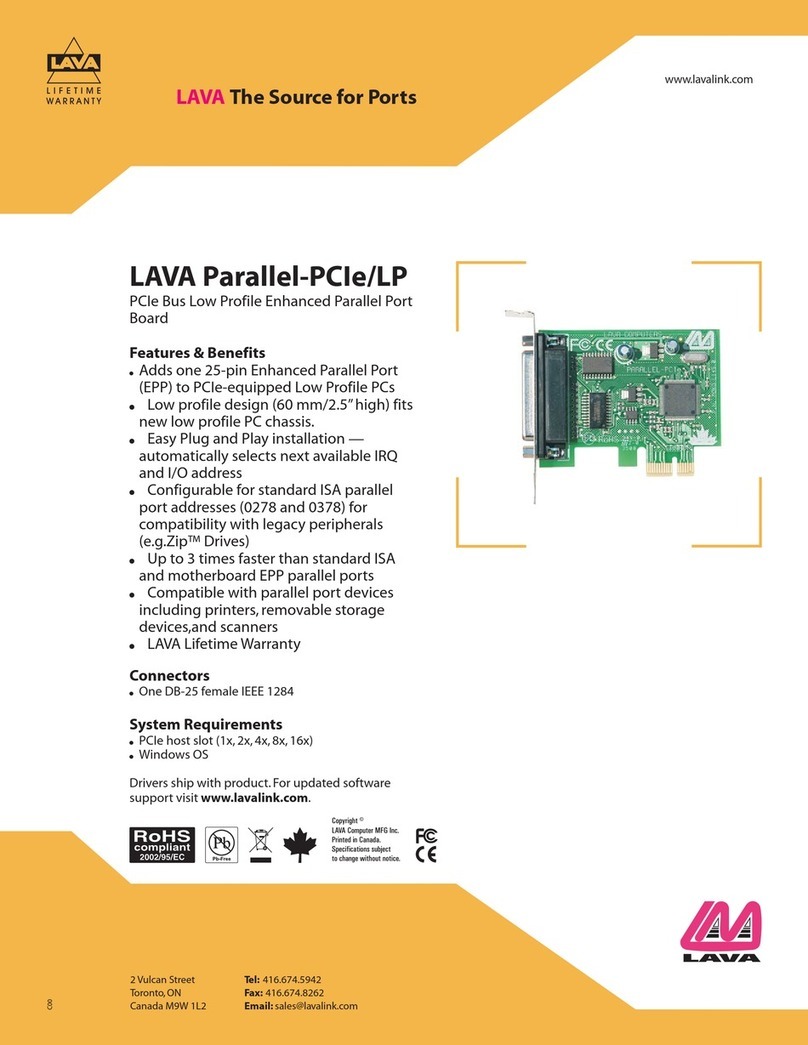 Lava Parallel-PCIe/LP datasheet