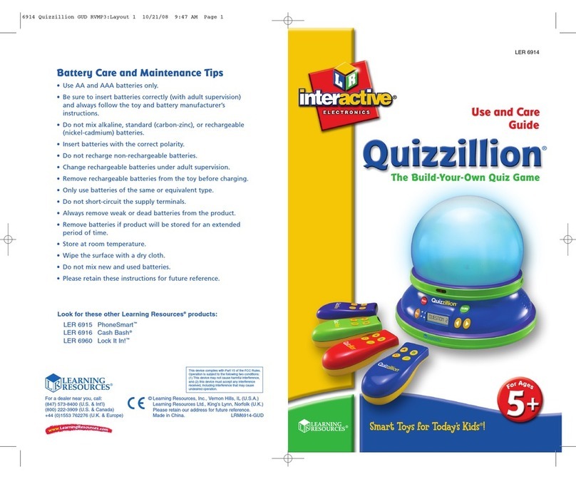 Learning Resources Quizzillion LER 6914 User manual Learning Resources Quizzillion LER 6914 User manual