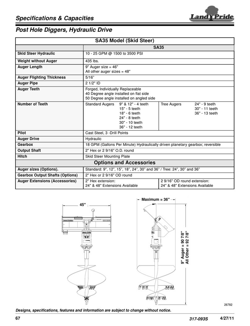 Land Pride SA35 Specifications & Capacities Land Pride SA35 Specifications & Capacities