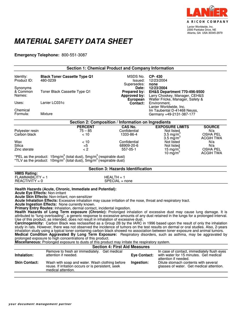 Lanier 480-0239 Material safety data sheet