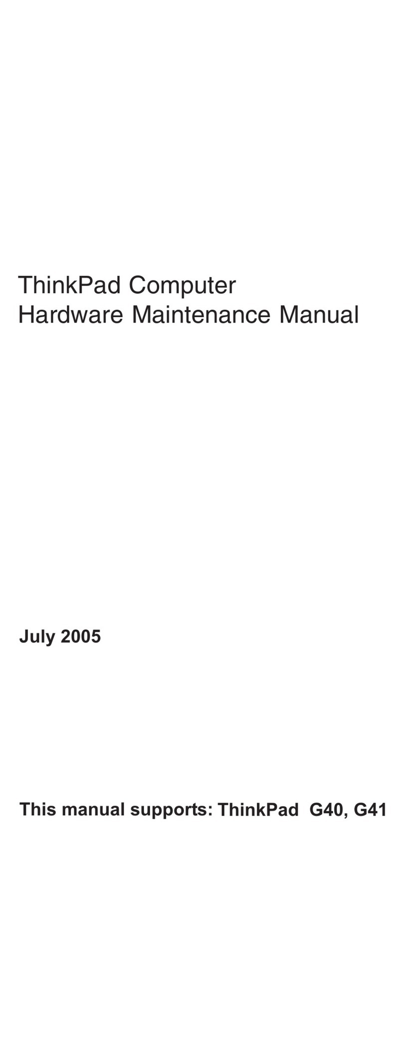 Lenovo ThinkPad G41 Owner's manual