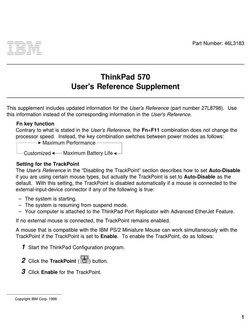 IBM ThinkPad 570 User reference supplement