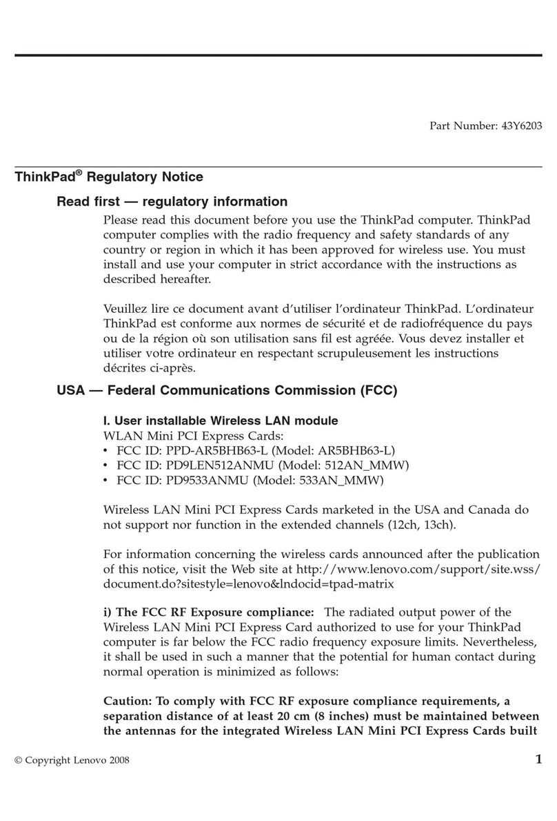 Lenovo ThinkPad 43Y6203 Operation and maintenance manual