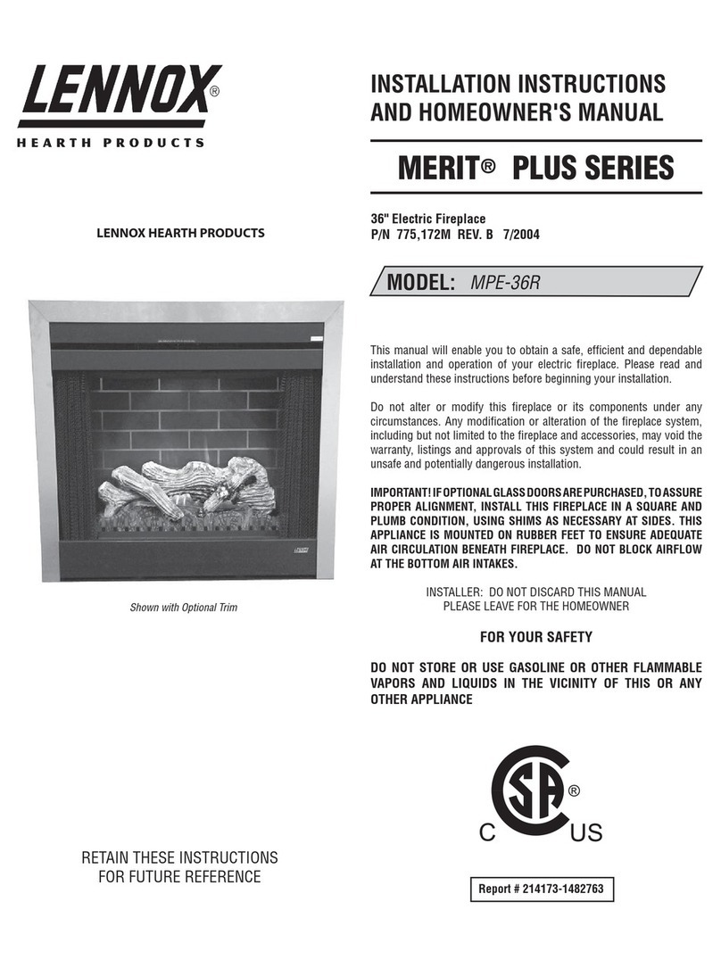 Lennox Hearth Products MPE-36R Installation instructions and homeowner's manual Lennox Hearth Products MPE-36R Installation instructions and homeowner's manual