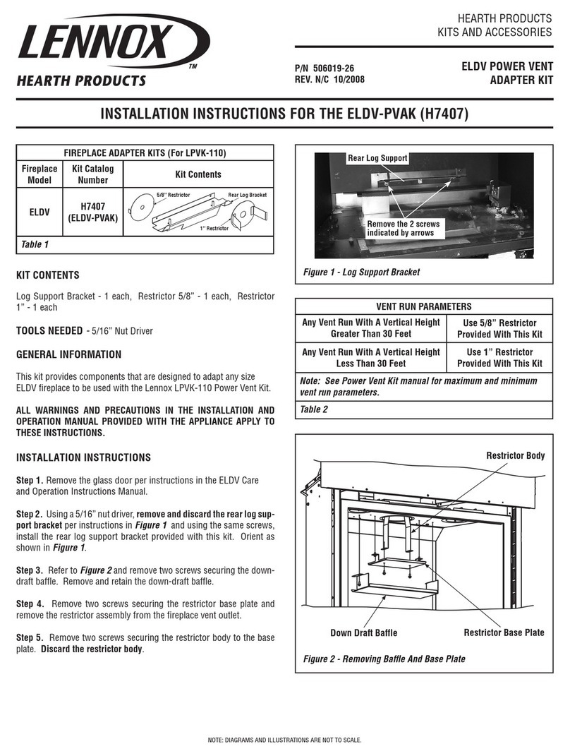 Lennox Hearth Products Power Vent Kit LPVK-110 installation instructions