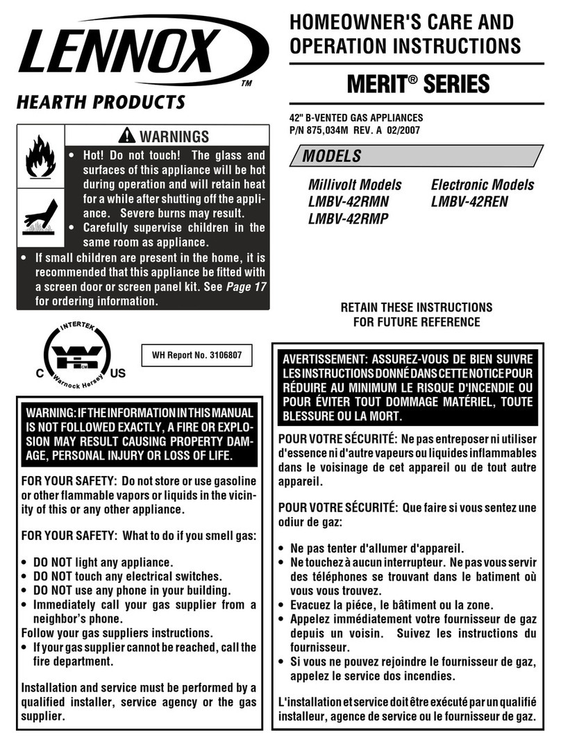 Lennox Hearth Products Merit LMBV-42REN Homeowner's care and operation instructions Lennox Hearth Products Merit LMBV-42REN Homeowner's care and operation instructions