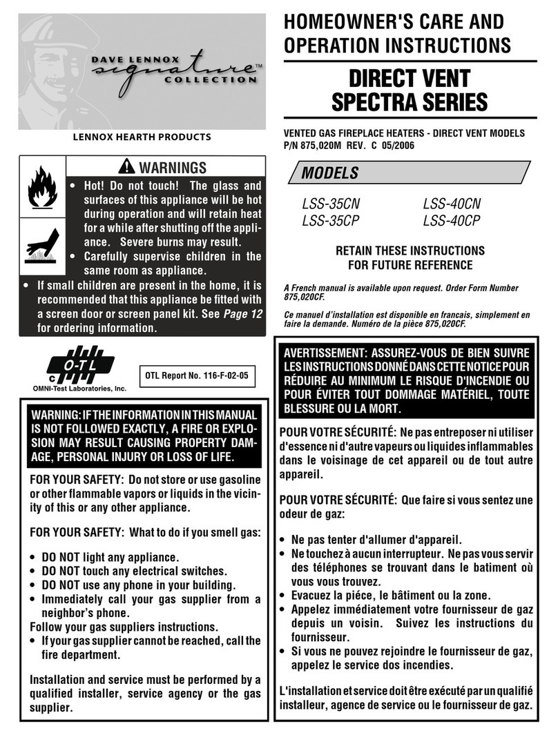 Lennox Hearth Products LSS-35CN Homeowner's care and operation instructions Lennox Hearth Products LSS-35CN Homeowner's care and operation instructions