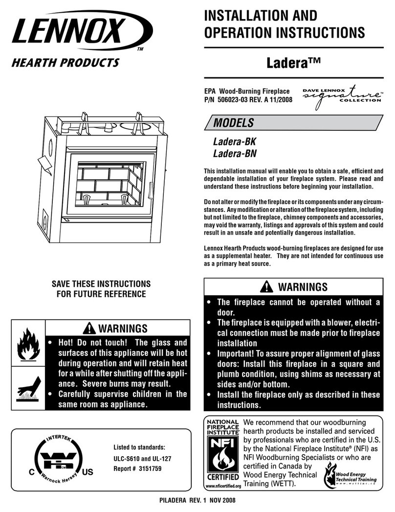 Lennox Hearth Products Ladera-BK Installation and operation instructions