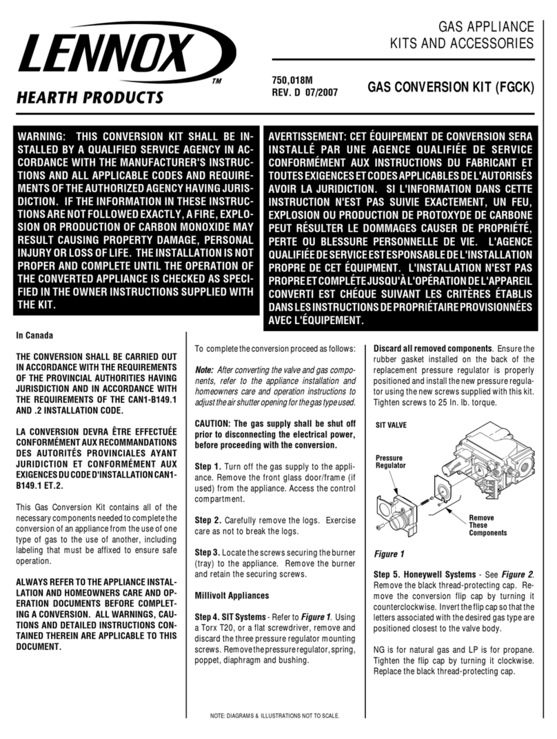 Lennox Hearth Products Gas Conversion Kit FGCK installation instructions Lennox Hearth Products Gas Conversion Kit FGCK installation instructions